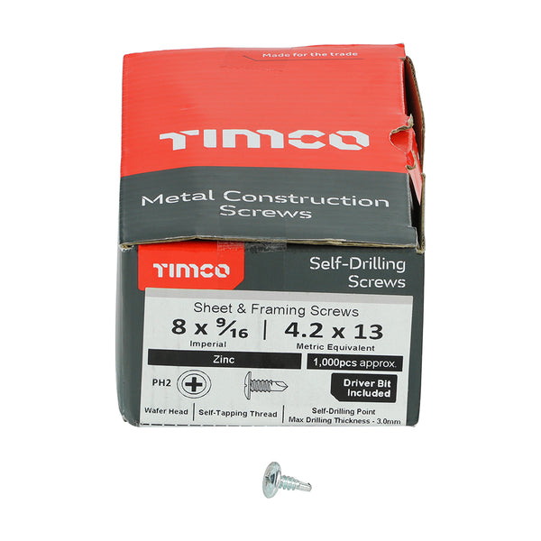 4.2 x 13mm TIMCO Wafer Metal Sheet & Framing Self-drilling Screw