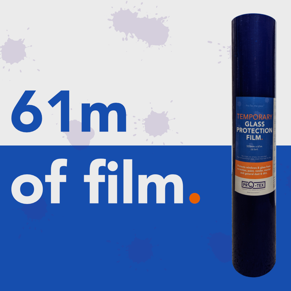 PRO-TEX Temporary Glass Protection Film - 61m x 533mm (70mu)