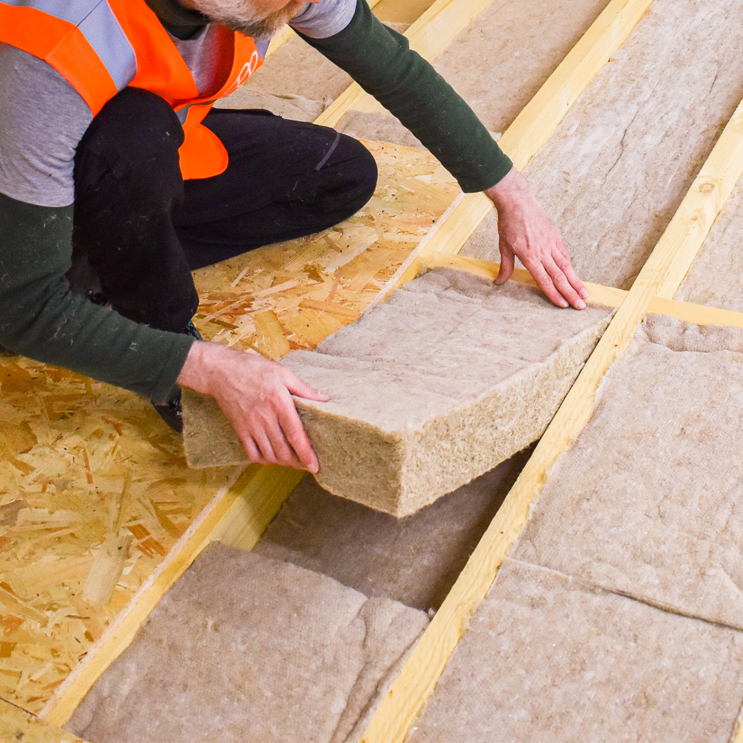 IndiNature Insulation being fitted into the floor