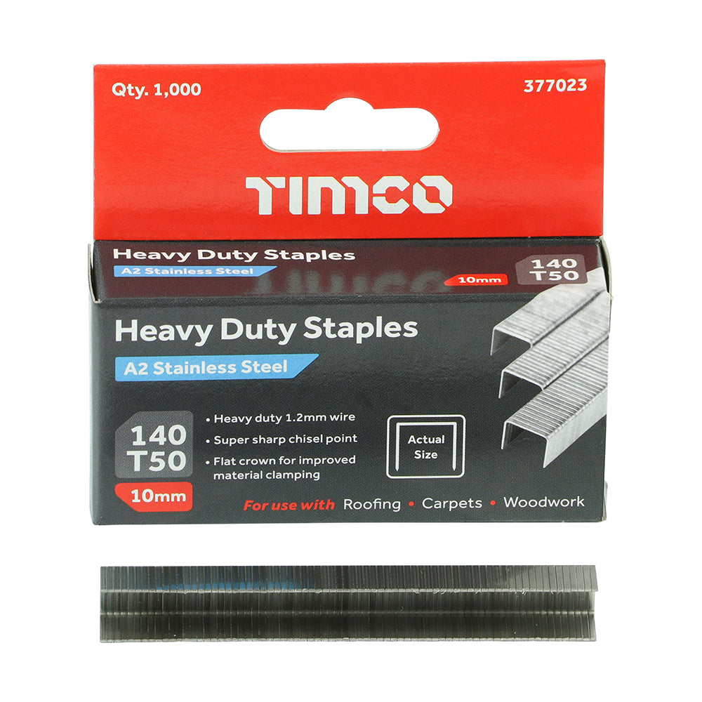 TIMCO Heavy Duty Staples (Chisel Point A2 Stainless Steel) - 10mm | Insulation Merchant