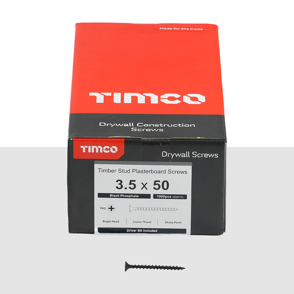50mm TIMCO Coarse Thread Drywall Screw - Box of 1,000 (Loose)