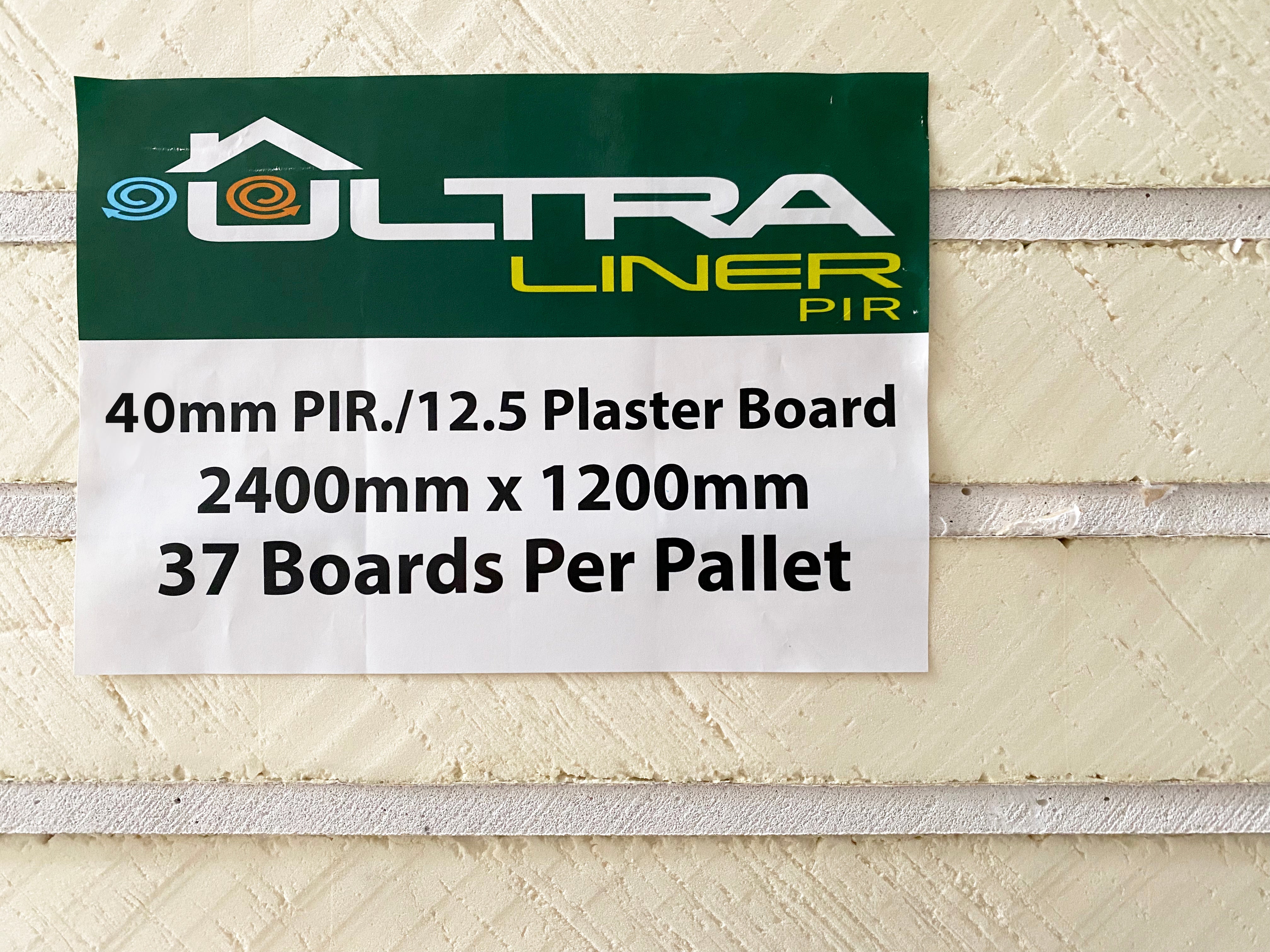 52.5mm Ultraliner Insulated PIR Plasterboard - Pallet of 12